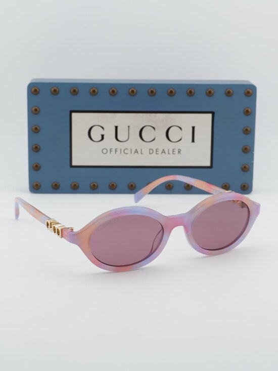 Gucci GG2153S 005 Oval Sunglasses – Pink Havana / Violet main image 8